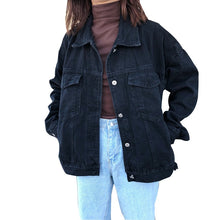 Load image into Gallery viewer, Black Denim BF Style Loose Jacket