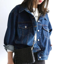 Load image into Gallery viewer, Collar Blue Denim Jacket